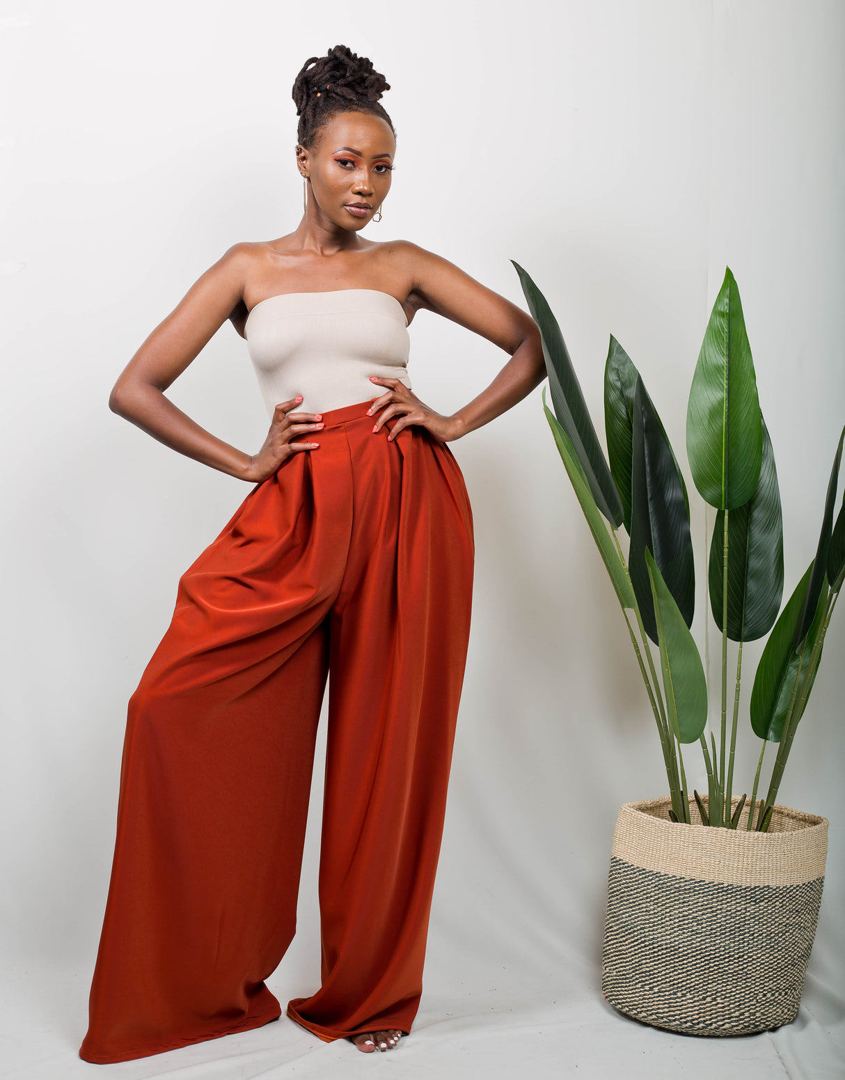 Tulips Palazzo Pants - Rust